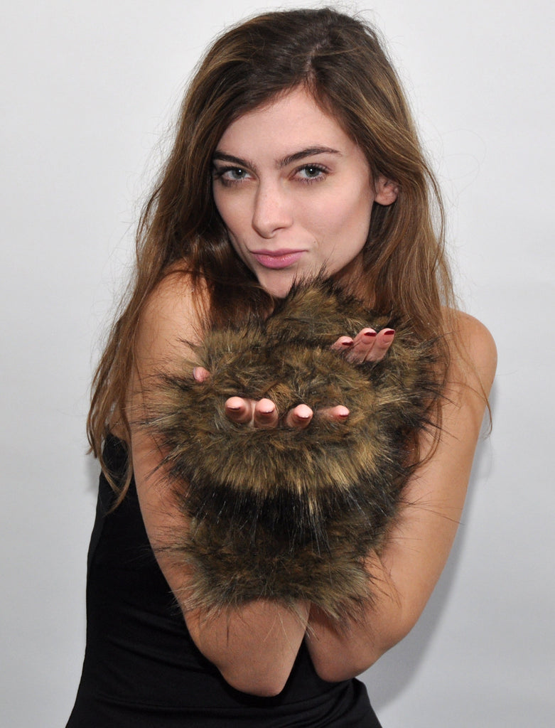 BROWN WOLF MITTS