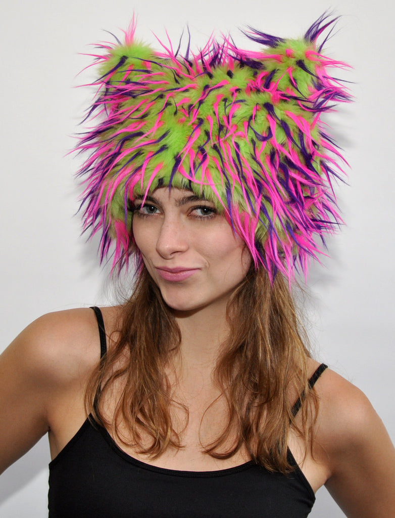 GREEN PINK PURPLE "Ears" Hat