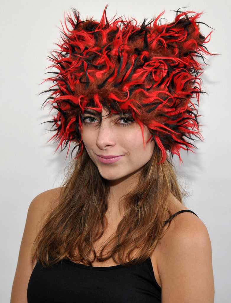 RED BLACK BROWN "Ears" Hat