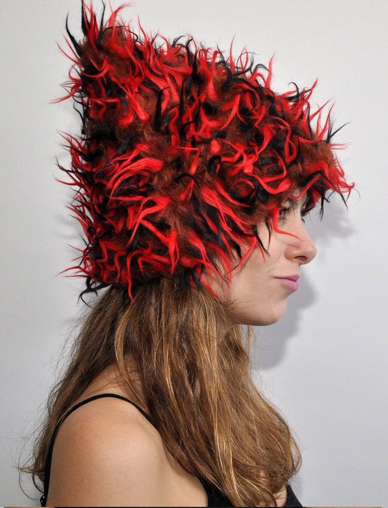 RED BLACK BROWN "Ears" Hat