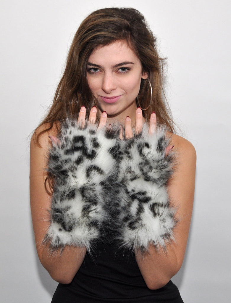 SNOW LEOPARD MITTS