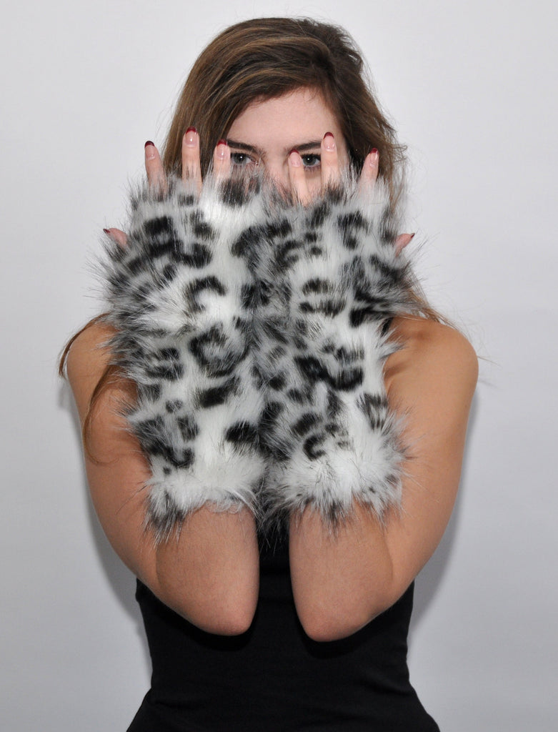 SNOW LEOPARD MITTS