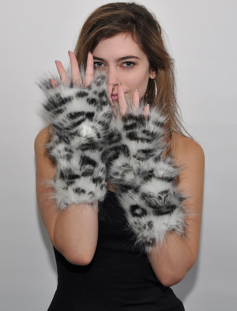 SNOW LEOPARD MITTS
