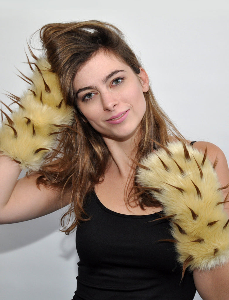 TIPSY BROWN ON TAN MITTS