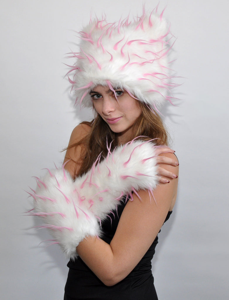 TIPSY PINK ON WHITE MITTS