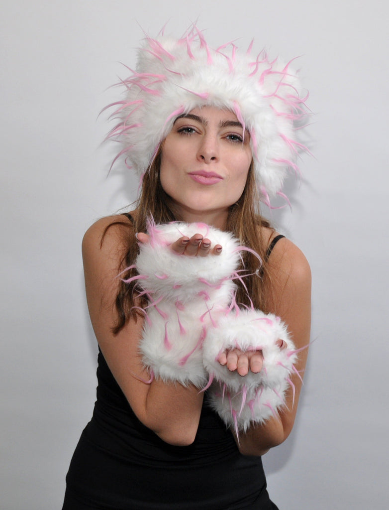 TIPSY PINK ON WHITE MITTS