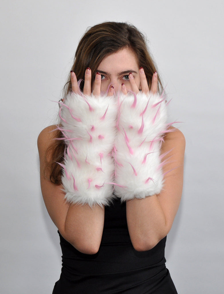 TIPSY PINK ON WHITE MITTS