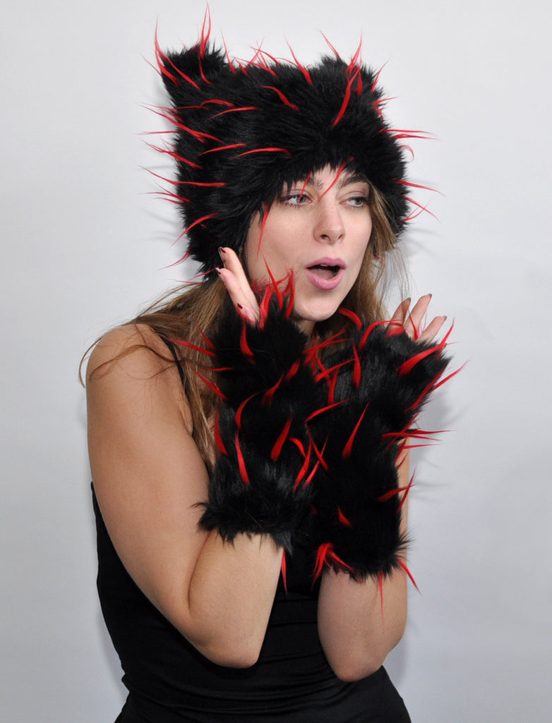 TIPSY RED ON BLACK MITTS