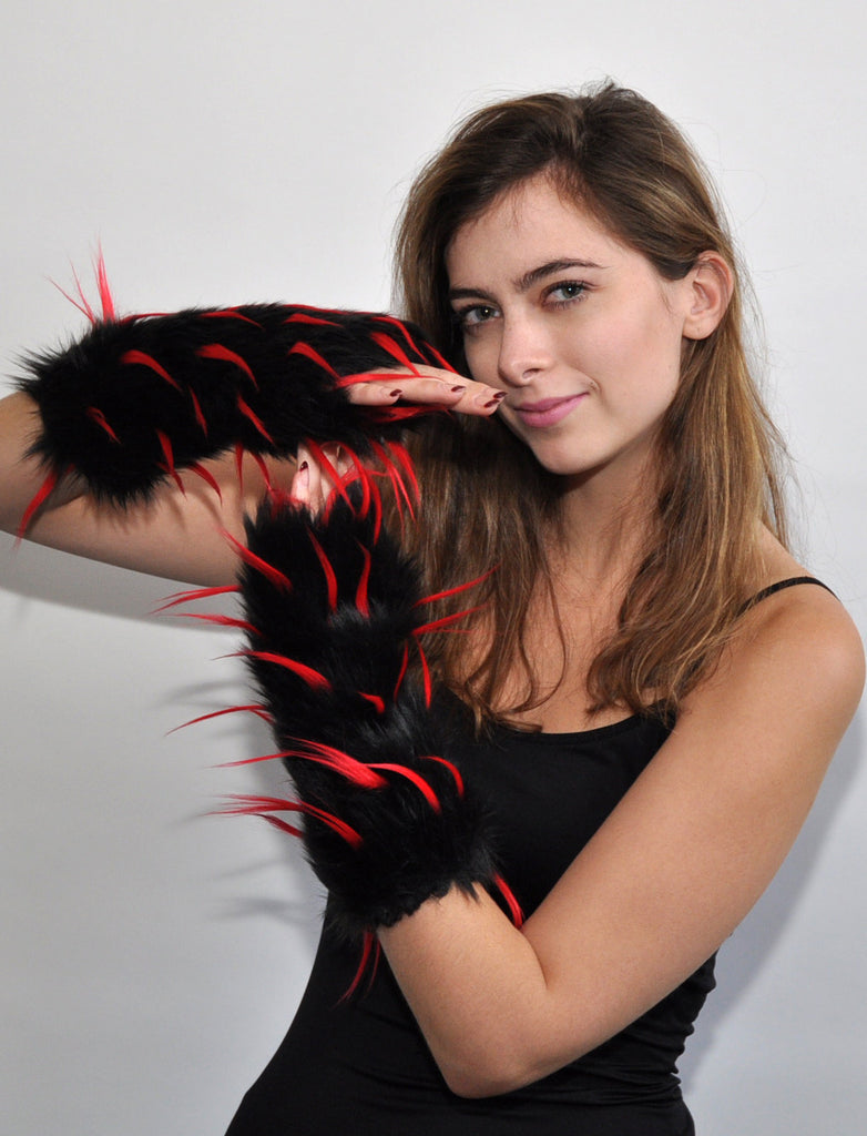 TIPSY RED ON BLACK MITTS