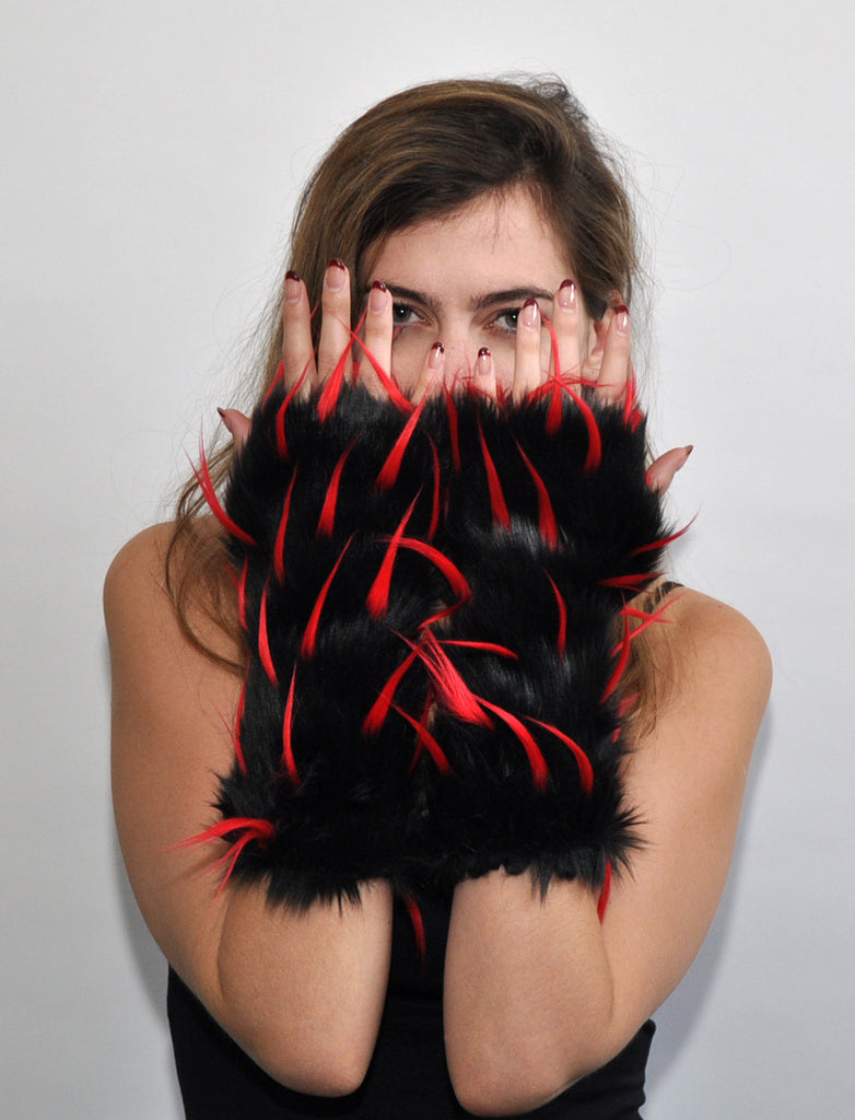 TIPSY RED ON BLACK MITTS